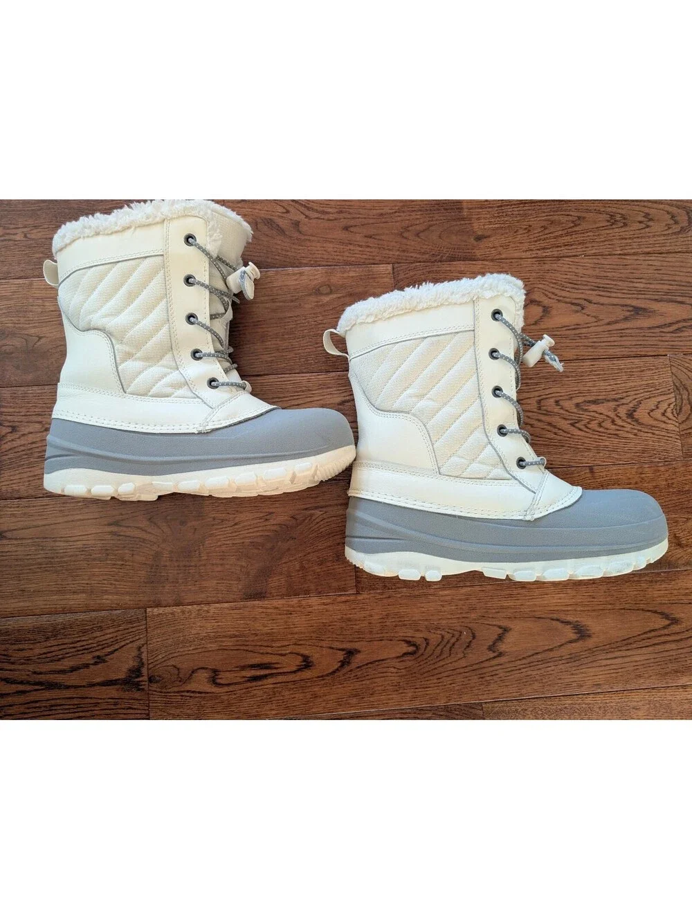 Thermolite Eco Made Girl's Winter White & Gray Winter Boots Size 2